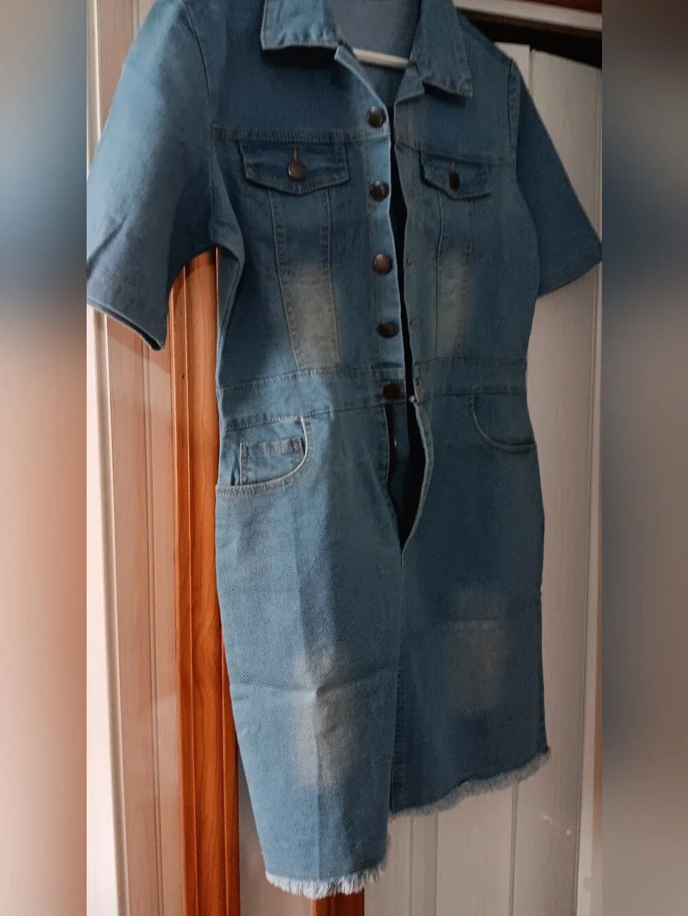 Denim Distressed Dress (NWOT) - Picture 7 of 8